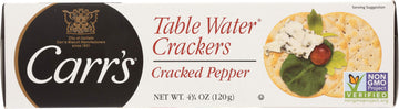 Carrs Table Water Crackers, Cracked Pepper, 4.25 Oz