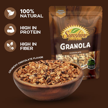 Chocolate Granola, Delightfully Crunchy Healthy Granola Cereal, Ideal Granola For Yogurt Or Enjoy With Milk, Perfect Granola Cer
