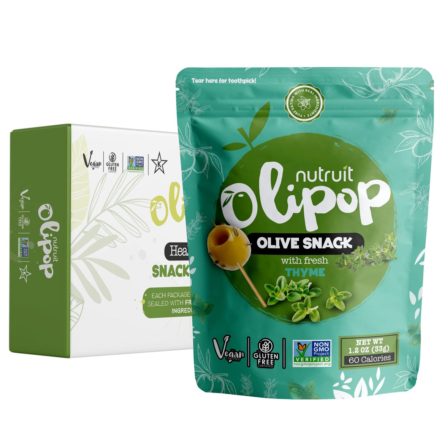 Nutruit Pitted Olive Snacks - Vegan, Non-GMO, Gluten Free - 1.2oz (20-Pack)