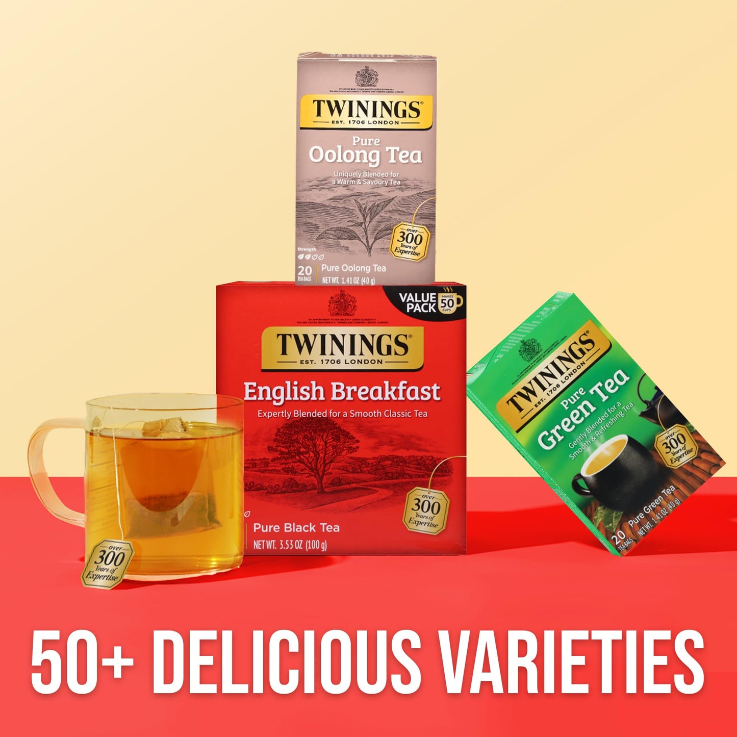 Twinings Pure Oolong Tea Individually Wrapped Bags, 20 Count (Pack of 6), Warm, Nutty Flavour & Golden Colour, Caffeinated, Enjo