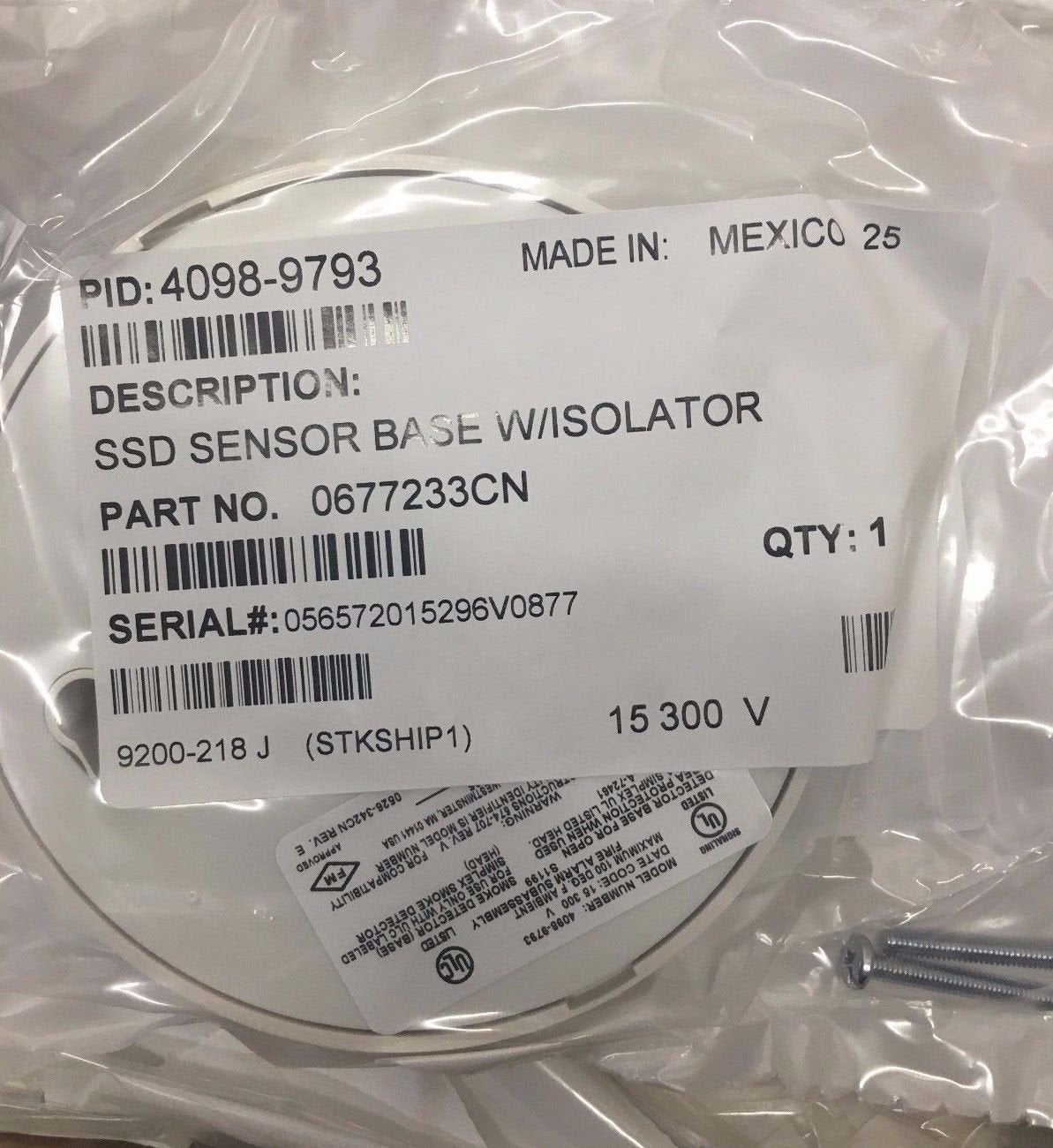 Simplex 4098-9793 Ssd Sensor Base W/ Isolator