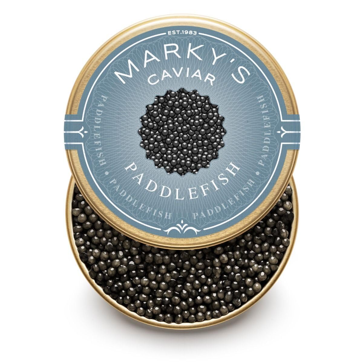 MARKYS Caviar Tasting Gift Set - 4 Pack of 0.5 oz Kaluga Royal, Hackleback, Osetra Royal, Paddlefish - Includes Serving Set & Cooler Bag