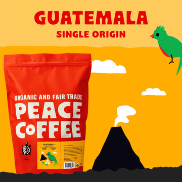 Peace Coffee Guatemala Single Origin Coffee | 5 Lb Whole Bean Dark Roast | Organic Fair Trade | Rich, Chocolatey Flavor | Shade