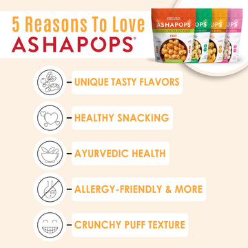 AshaPops Popped Water Lily Seeds Variety Pack - Gluten Free, Vegan, 1 oz (Pack of 4 Bags)