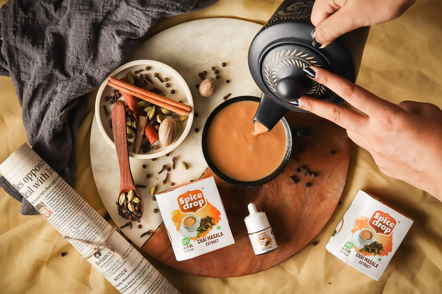 Spice Drop Chai Masala Extract - Tea, Coffee, Latte - Premium Quality & Rich Aroma, Authentic Indian Spices Blend Extract With N