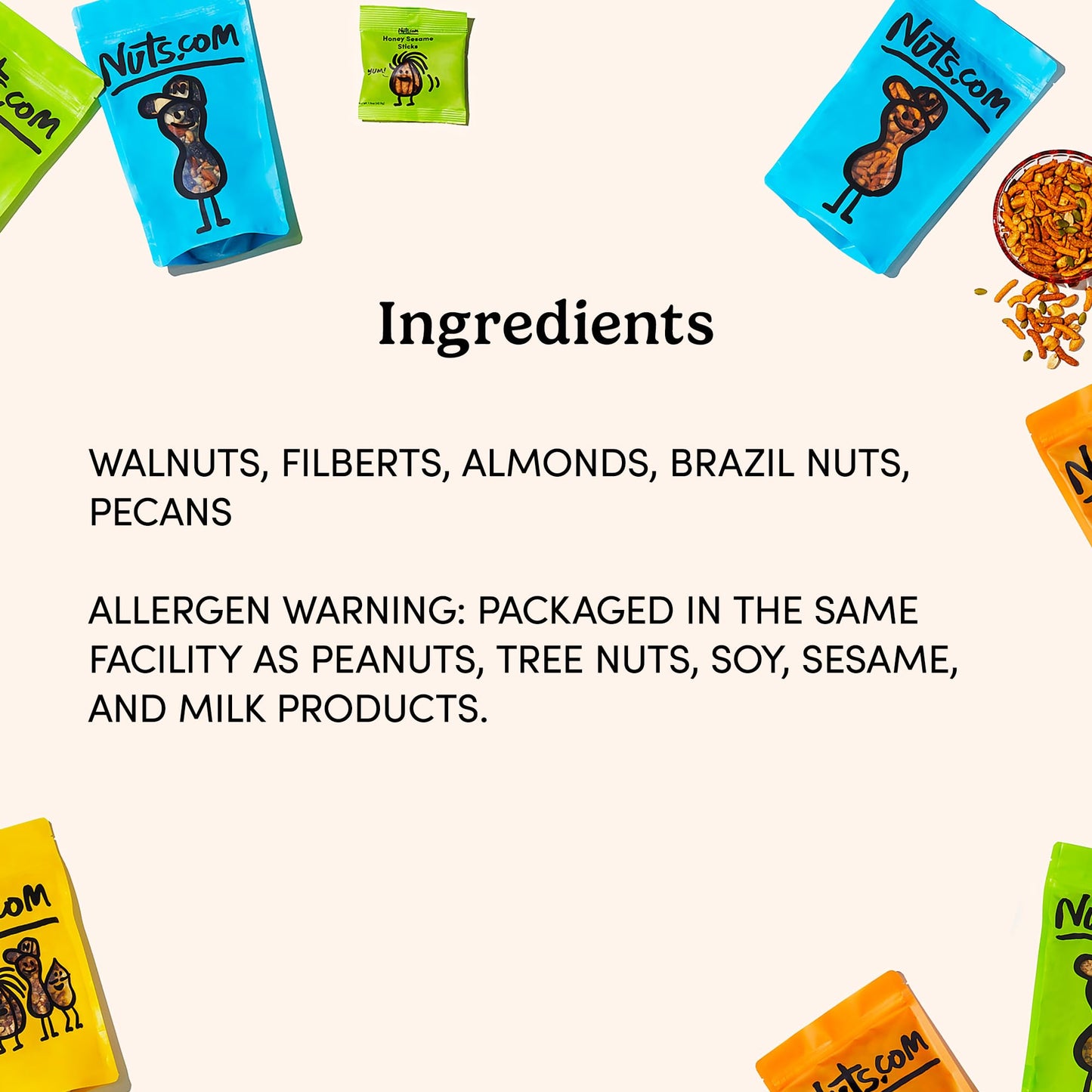 Nuts.com Mixed Nuts in Shell, Healthy Snack Sampler, 2 Lb Bag, Premium Walnuts, Almonds, Hazelnuts, Pecans & Brazil Nuts