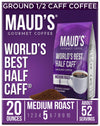Maud'S Half Caff Medium Roast Ground Coffee, 20 Ounces | World'S Best Half Caff | 100% Arabica Medium Roast Coffee | Solar Energ