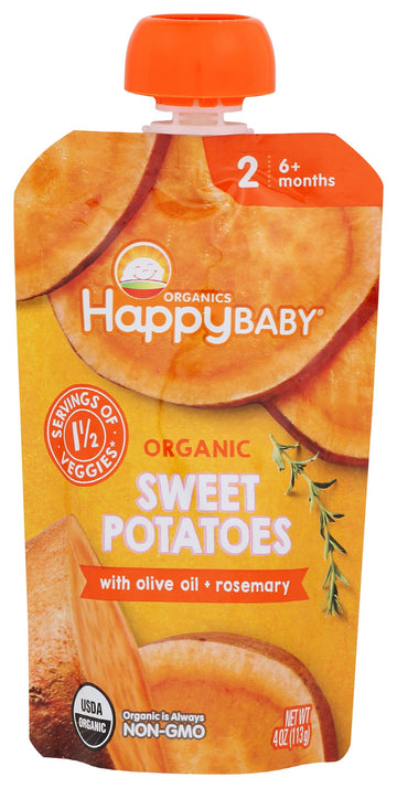 Happy Baby Organic Sweet Potatoes With Olive Oil & Rosemary Baby Food, 4 Oz