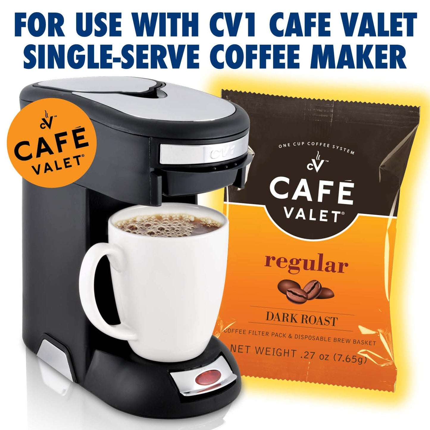 Caf Valet Regular Dark Roast Single Serve Coffee Packets - 84 Count - For Use With Caf Valet Single Serve Cofee Makers - Dis