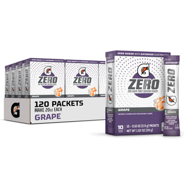 Gatorade G Zero Sports Drink Mix Powder Packets, Grape, Electrolyte Powder Drink Mix for Hydration, Zero Sugar, Total 120 Packet