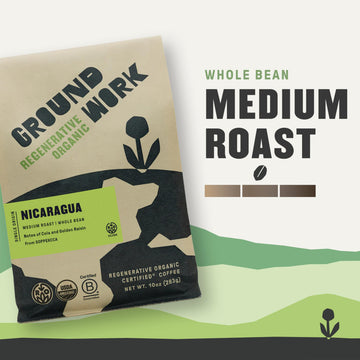 Groundwork Coffee Co Organic Regenerative Nicaragua Whole Bean Coffee, 10 Oz