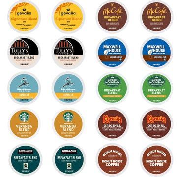 Light Roast Coffee K-Cups Sampler Variety, Includes Kahlua, Starbucks Veranda, Caribou Daybreak, Dounut House, Gevalia, Signatur