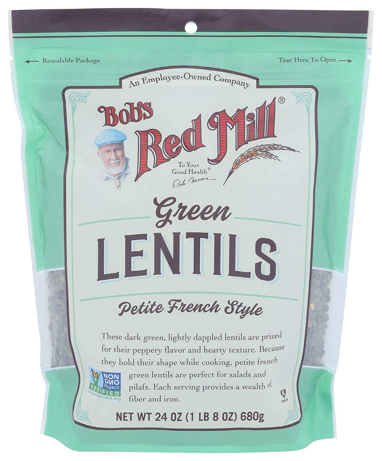 Bob's Red Mill Petite French Green Lentils, 24 Ounce (Pack of 2)