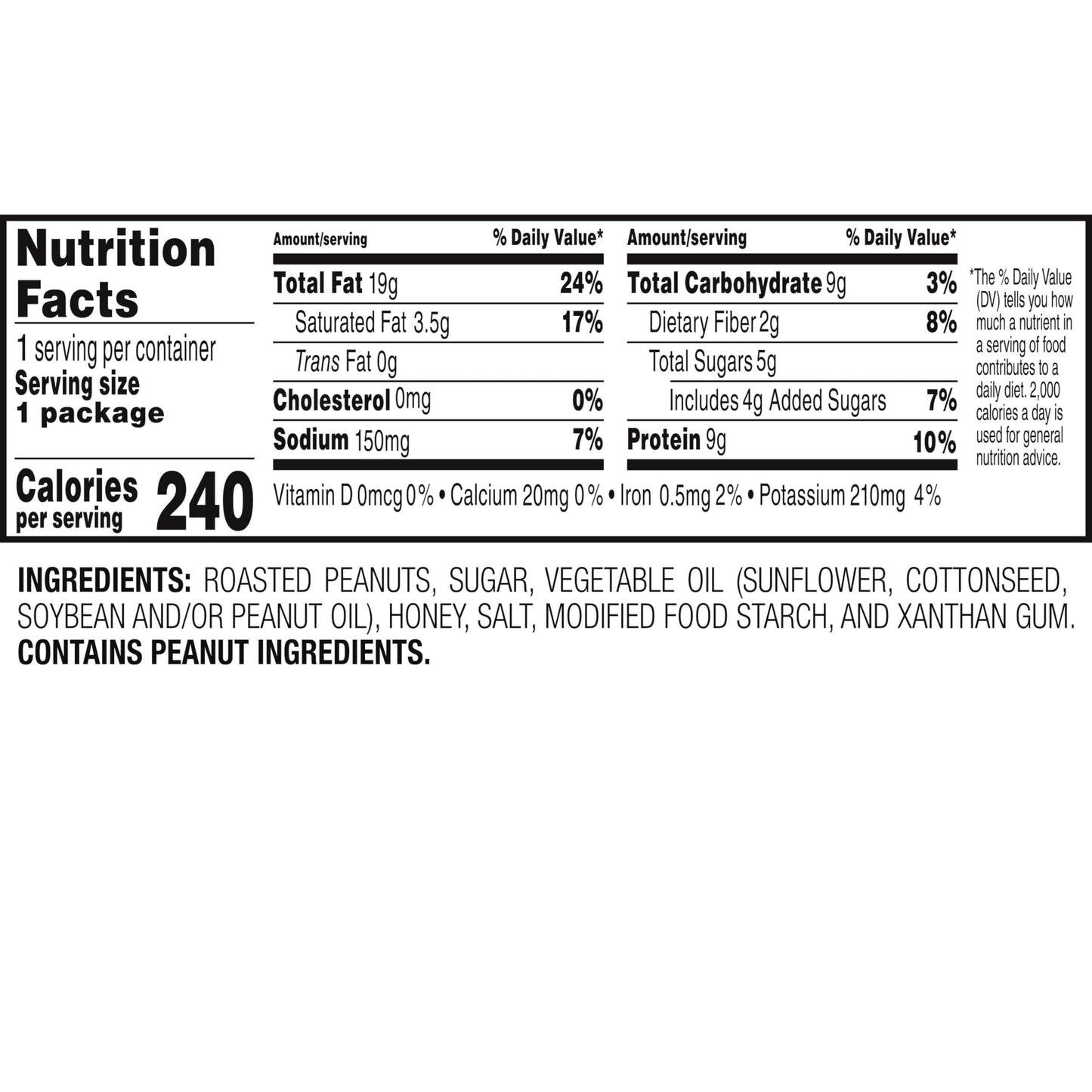 Nut Harvest, Honey Roasted Peanuts,1.375 Oz Bag, (36 Pack)