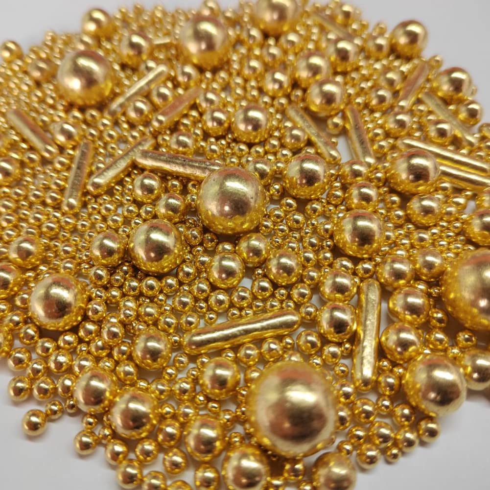 Edible Gold Pearl Sugar Sprinkles Candy Mix Size Baking Edible Cake Decorations Cupcake Toppers Cookie Decorating Wedding Party