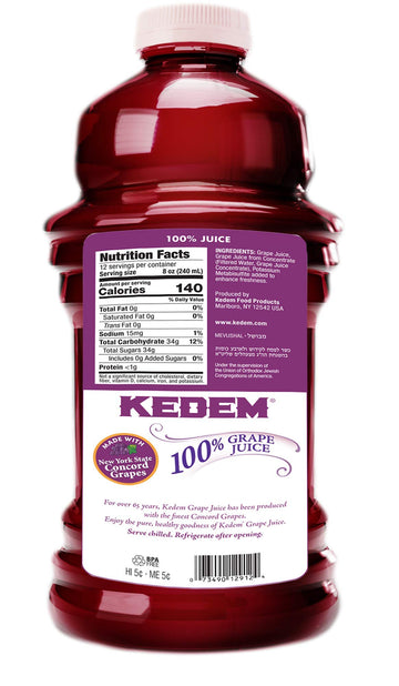Kedem Concord Grape Juice, 100% Juice, 96 Oz (2 Pack) No Sugar Added, No Artificial Flavors Or Colors