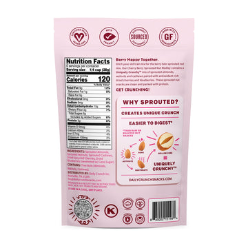 Daily Crunch Sprouted Almonds, 5 Ounce Resealable Bags (Cherry Berry, 6 Pack) Packaging May Vary - Sprouted And Dehydrated For A