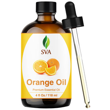 Sva Organics Orange Oil Sweet Brazilian 4 Oz 100% Pure Natural Undiluted Premium Therapeutic Grade Oil For Skin, Face, Hair, Mas