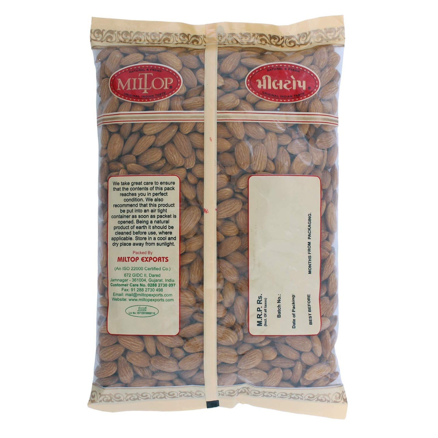 Miltop Raw California Almonds | Premium Badam Giri | High In Fiber & Boost Immunity | Hand-Picked Nuts & Dry Fruits| 1Kg Pouch