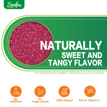 Snafre Freeze Dried Raspberry Pieces, 3.53OZ - No Sugar Added Fruit Snacks for Baking, Garnishing, Yogurt, Cereal, Beverages