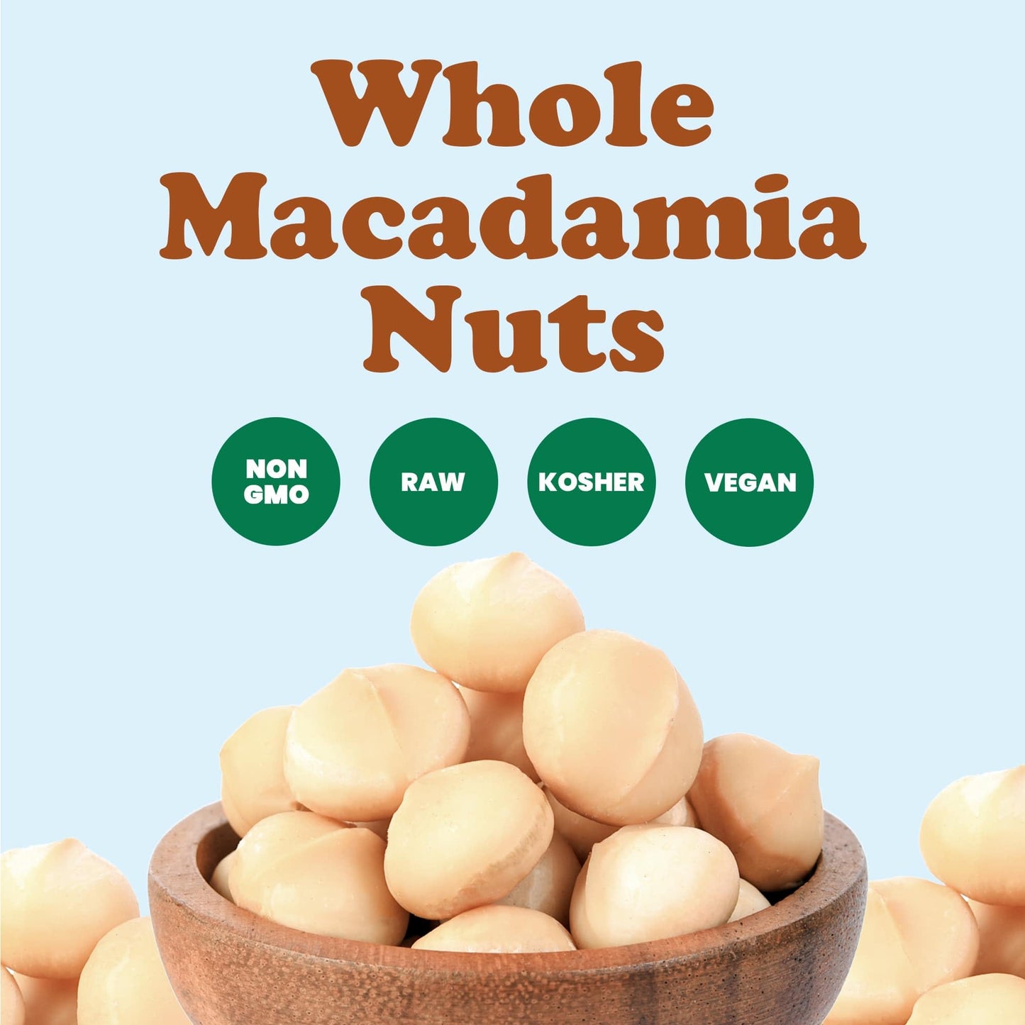 Whole Macadamia Nuts, 25 Pounds - Non-Gmo Verified, Raw, Unsalted, Unroasted, Keto Friendly, Kosher, Vegan, Bulk, Great As Snack