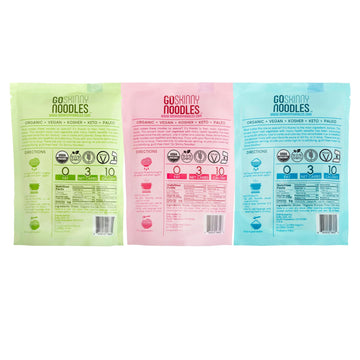 Goskinny Noodles Combo Pack (12), Spaghetti, Fettuccine And Rice, Organic, Odorless, Shirataki & Konjac Pasta, Low Carb, Low Cal