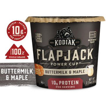Kodiak Cakes Instant Pancake & Flapjack Cups, Buttermilk & Maple, High Protein, 100% Whole Grains, (Pack Of 12)