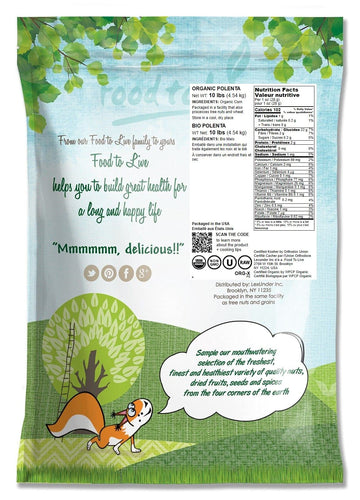 Food To Live Organic Yellow Polenta, 10 Pounds - Non-Gmo Yellow Corn Grits, Ground Cornmeal, Quick Cooking, Vegan, Kosher, Bulk,