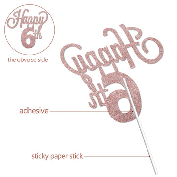 Lingteer Happy 6Th Birthday Cake Topper - Cheers To 6Th Birthday Six Years Old Birthday Party Cake Decorations Sign.