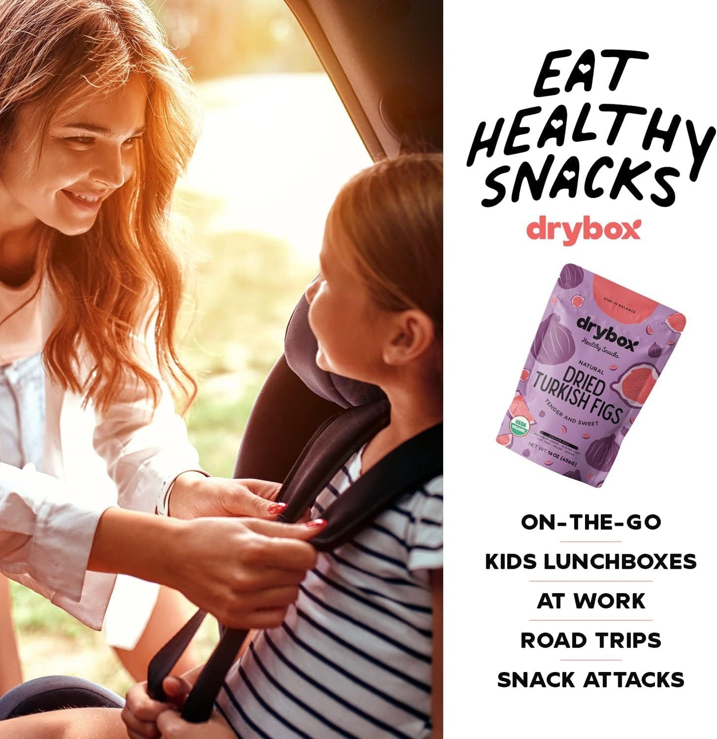 Drybox Organic Dried Turkish Figs No Sugar Added, 1 Pack Smyrna Fig Unsulfured Unsweetened Non-GMO - Natural Dried Fruit for Sna