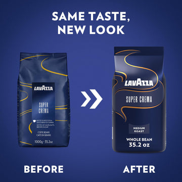 Lavazza Super Crema Whole Bean Coffee, Medium Espresso Roast, Arabica And Robusta Blend, 2.2 Lb Bag (Pack Of 5)