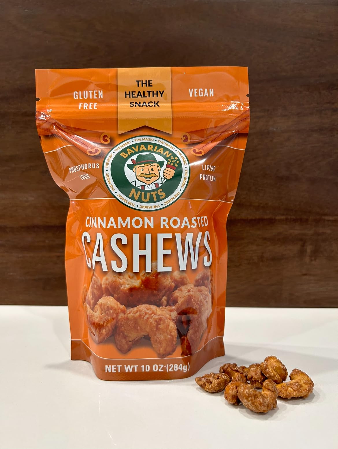 Magic Bavarian Cinnamon Roasted Cashews, 10 Oz - Sweet, Gluten-Free, Vegan Nuts, Made In The Usa
