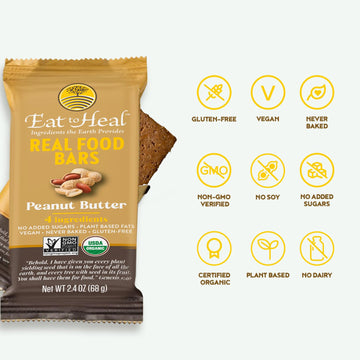 Eattoheal Variety Pack Real Food Bar - Organic Vegan Healthy Gluten Free Protein Bars - Low Sugar Meal Replacement Bar, Non Gmo, Never Baked, Plant Based - Crafted To Enjoy, Not Sit On Shelves