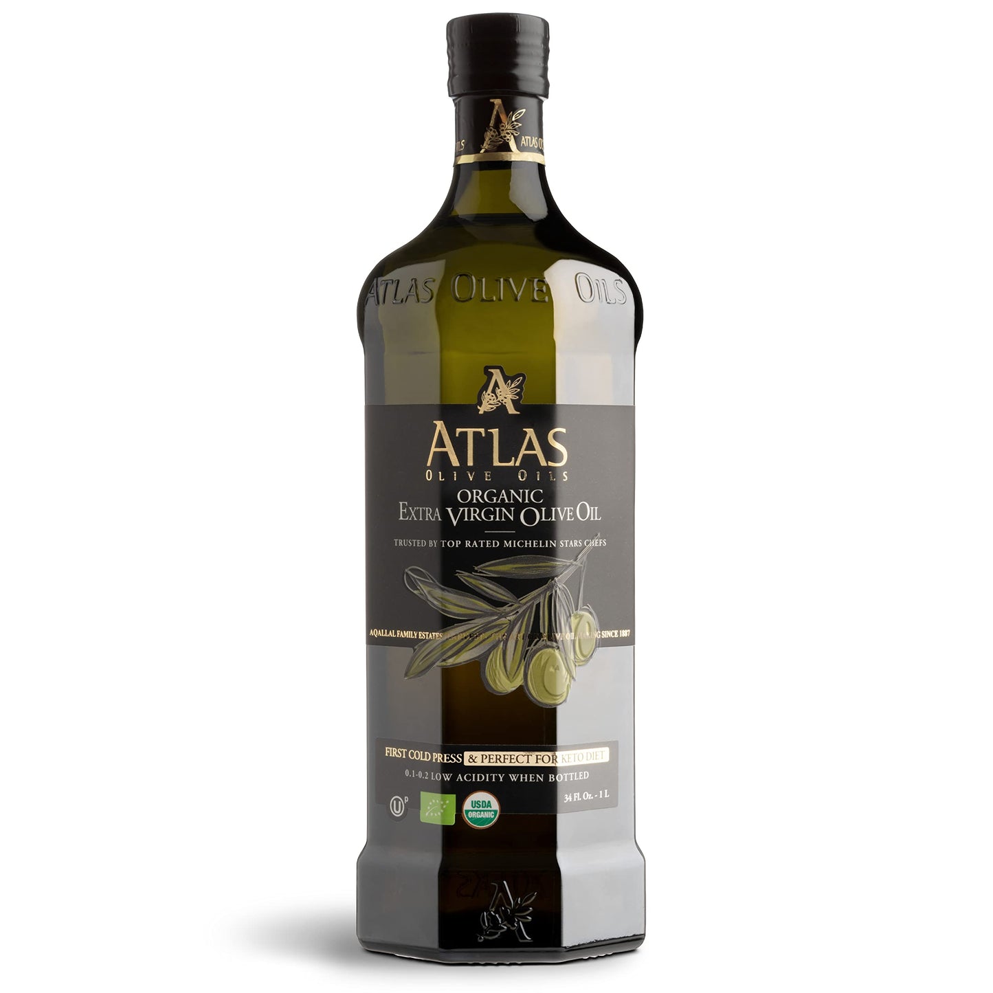 Atlas 1 Lt Cold Press Extra Virflavor Blend Olive Oil With Polyphenol Rich From Morocco | Newly Harvested Unprocessed From One Single Family Farm | Moroccan Organic Evoo Trusted By Michelin Star Chefs