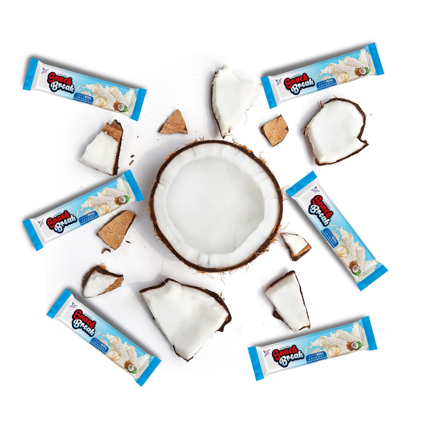 Snack Break Coconut Wafer Rolls, Rolled Wafer Cookies, Coconut Coated Delicious Snack, Individually Wrapped, Crunchy Sticks for