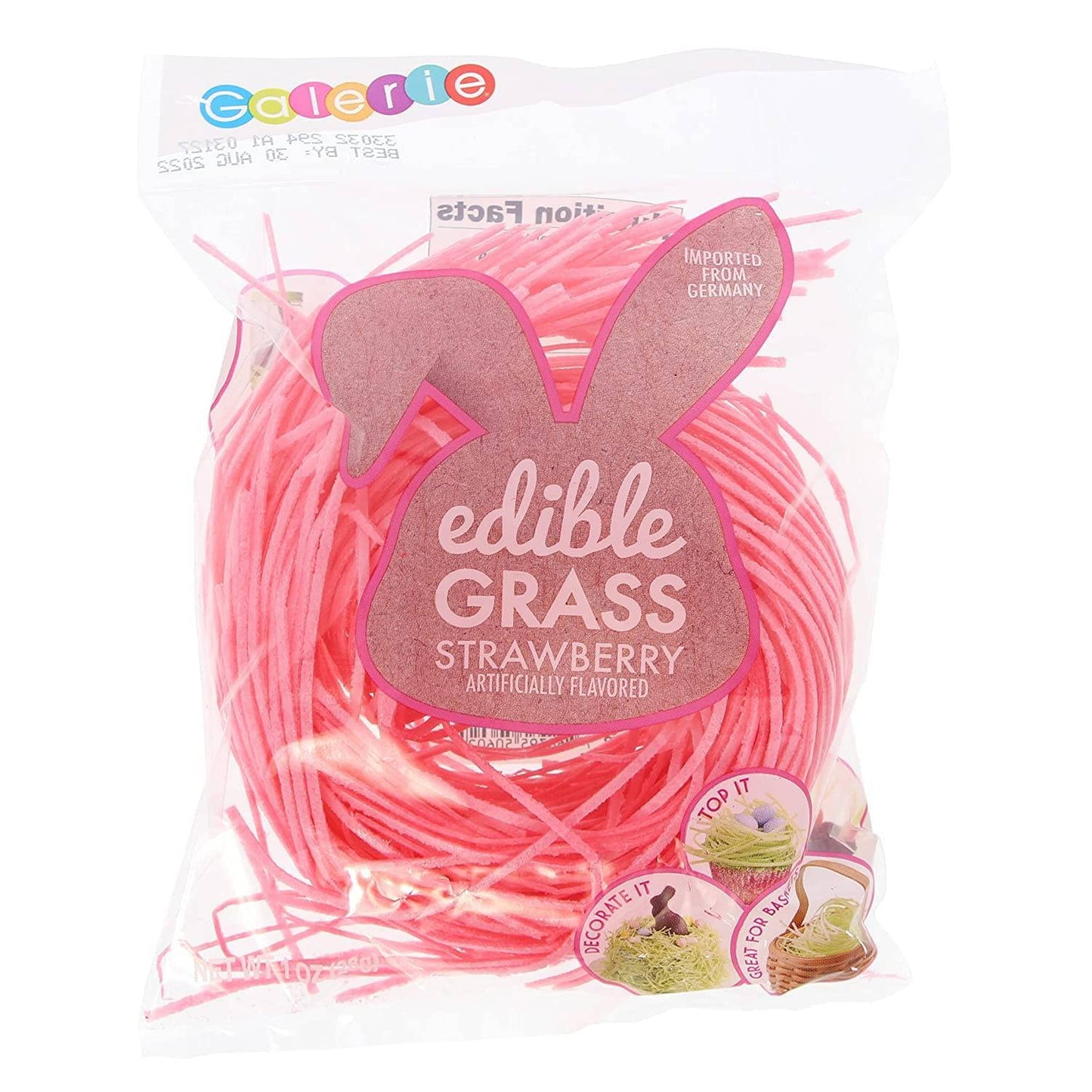 Grandys Candys Edible Easter Grass Bundle - Green Apple, Blueberry, Strawberry Flavors - 6 Individual Packages - 6 Count