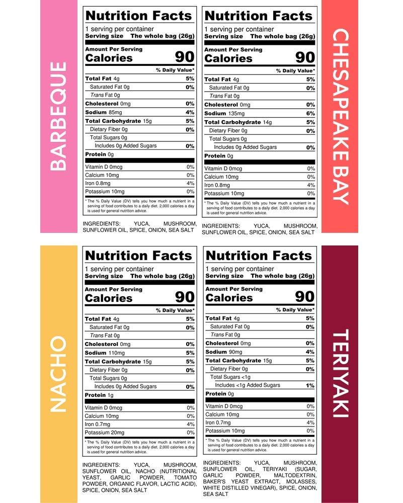 Snacklins Plant Based Crisps 4 Flavor Variety - Nacho, Bbq, Teriyaki, Chesapeake Bay - Gluten Free, Grain Free, 100% Kosher, Veg
