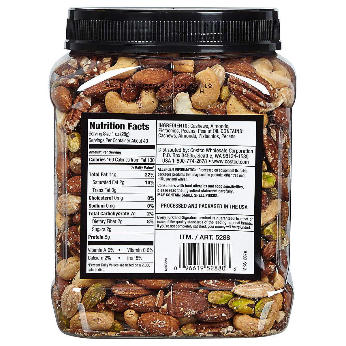 Kirkland Signature Extra Fancy Unsalted Mixed Nuts, 40 Ounces (3 Pack)