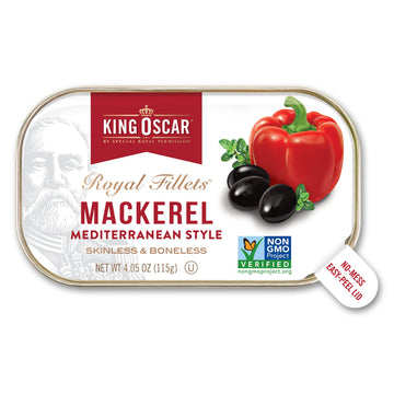 King Oscar Skinless & Boneless Mackerel Fillets, Mediterranean Style, 4.05 -Ounce Cans (Pack of 12)