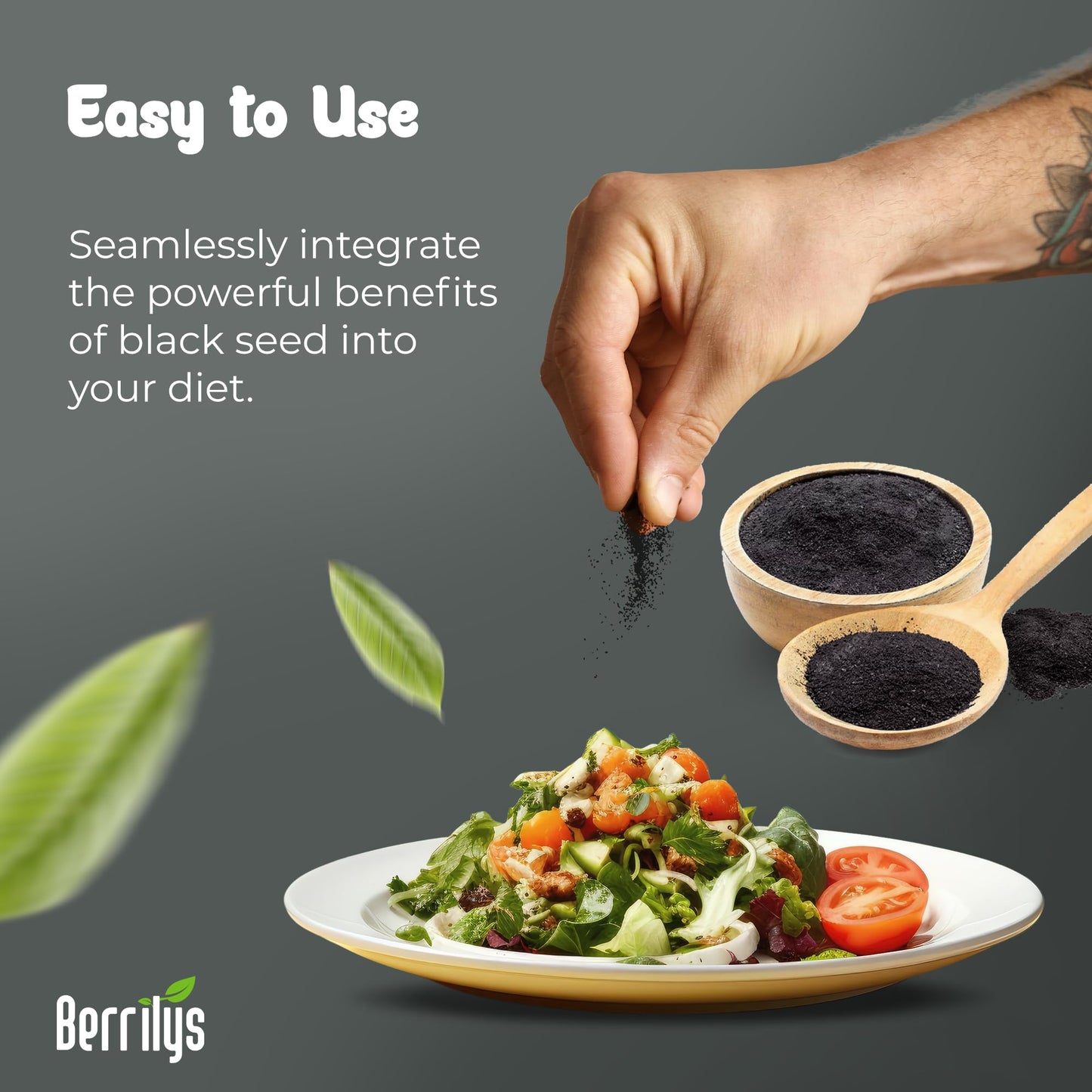 Berrilys Organic Black Seed Powder, Non-GMO, Gluten-Free, Vegan, 16 oz