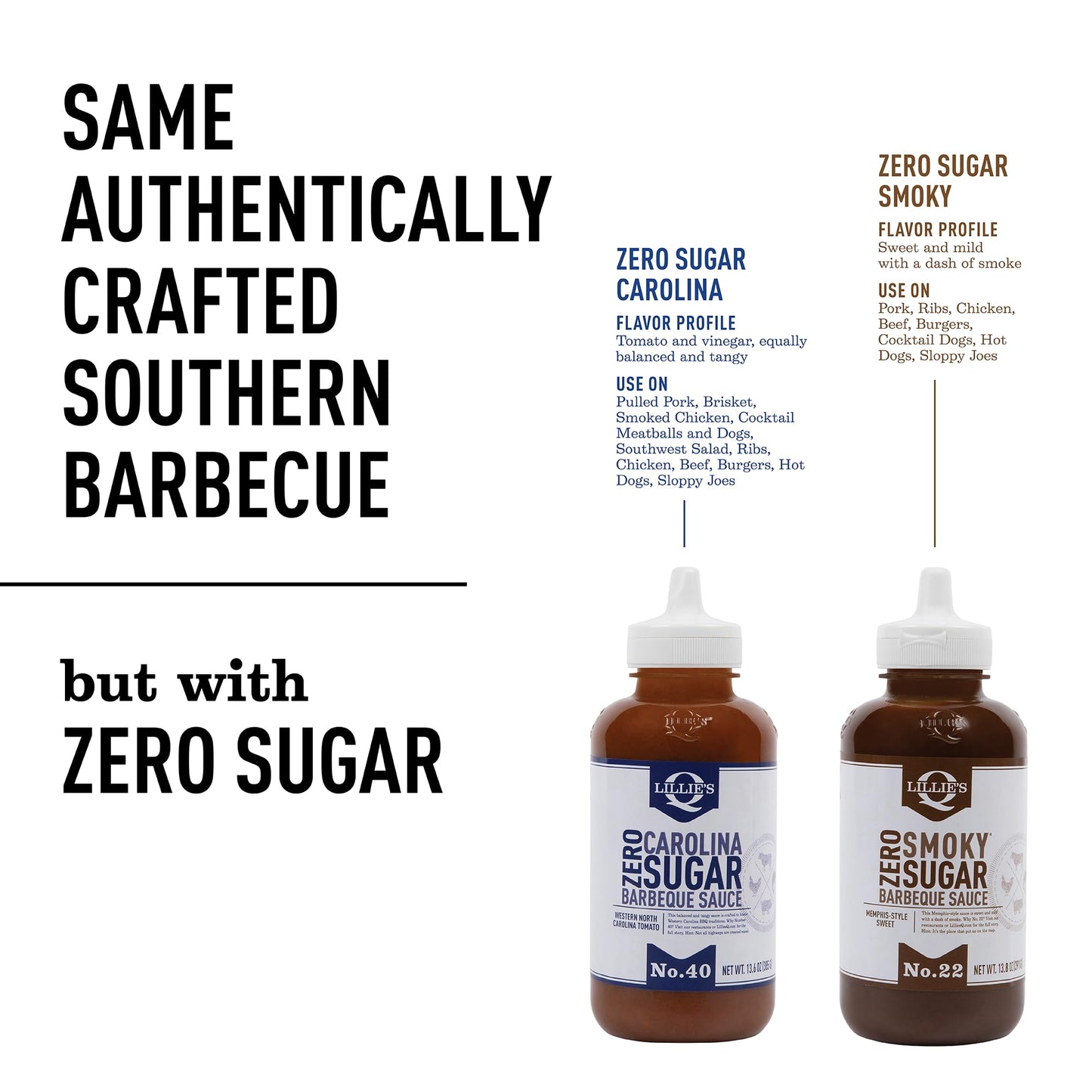 Lillies Q - Zero Sugar Smoky BBQ Sauce, Gluten-Free, Non-GMO, No Preservatives, Sugar-Free, Low Calorie, Sweet & Smoky BBQ Flav