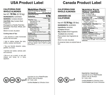 Food To Live California Almonds, 18 Pounds - Supreme, Whole, Raw, Unsalted, Unroasted Nuts, Natural.