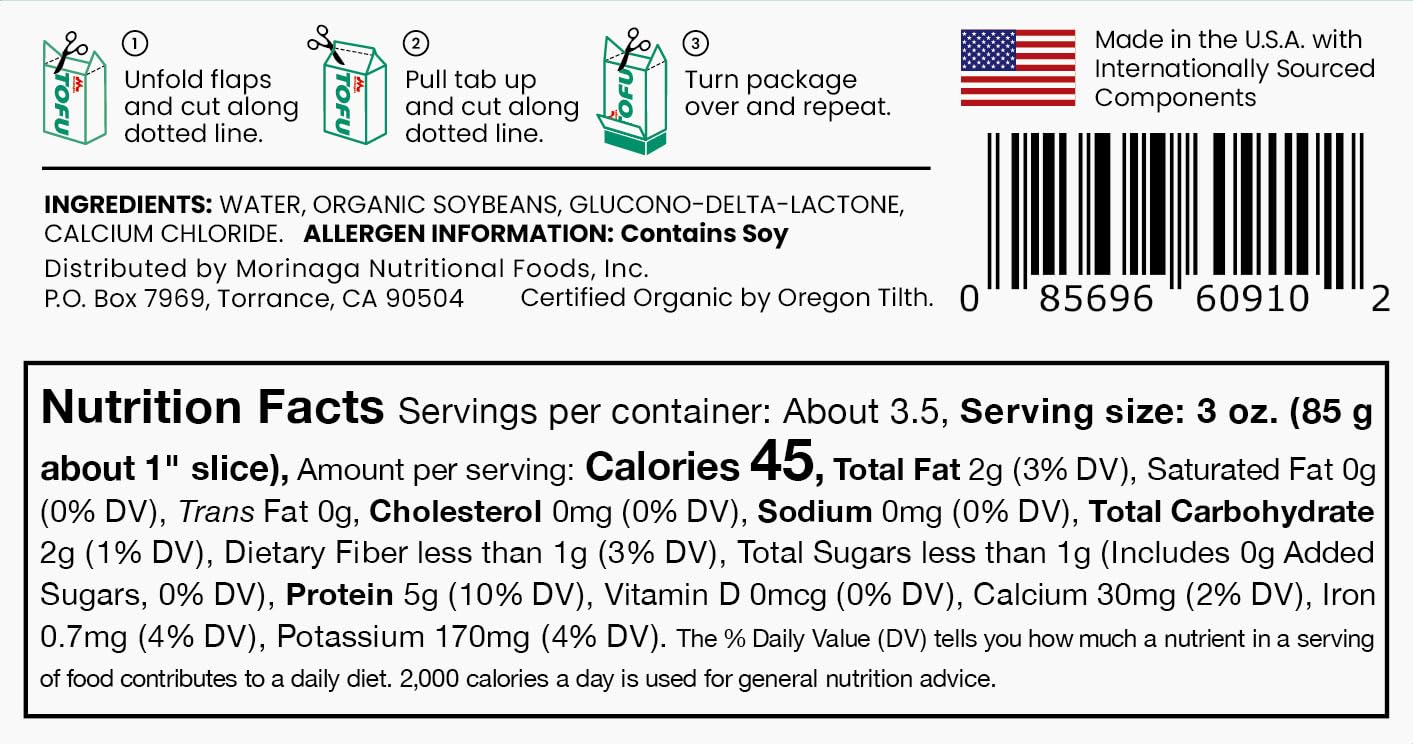 Mori-Nu Silken Tofu Organic, Vegan, Gluten-Free, Low Fat, 12 oz, Shelf-Stable, Non-GMO Soybeans, KSA Kosher Parve, 6