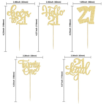 30Pcs 21St Birthday Cupcake Toppers Twenty One Legal 21St Cupcake Picks Cheers To 21 Years Old Cake Decorations For 21St Birthda