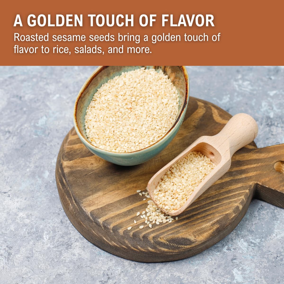 Asiatic Dishes Toasted White Sesame Seeds, Whole Roasted, Crunchy, 7oz Bottle