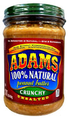 Adams 100% Natural Crunchy Unsalted Peanut Butter 16Oz (3 Pack)