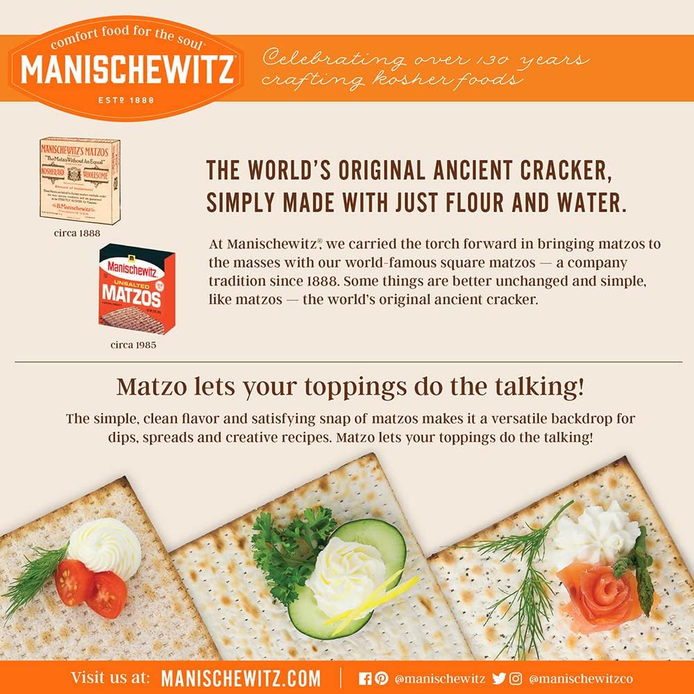 Manischewitz Unsalted Matzo, 10-Ounce Boxes (Pack Of 8)