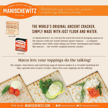 Manischewitz Unsalted Matzo, 10-Ounce Boxes (Pack Of 8)