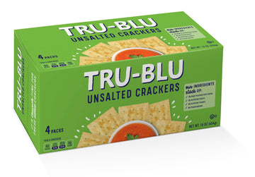 Tru Blu Unsalted Saltine | No artificial ingredients | No High Fructose Corn Syrup | Made in the USA | 16 Ounce (Pack of 3)