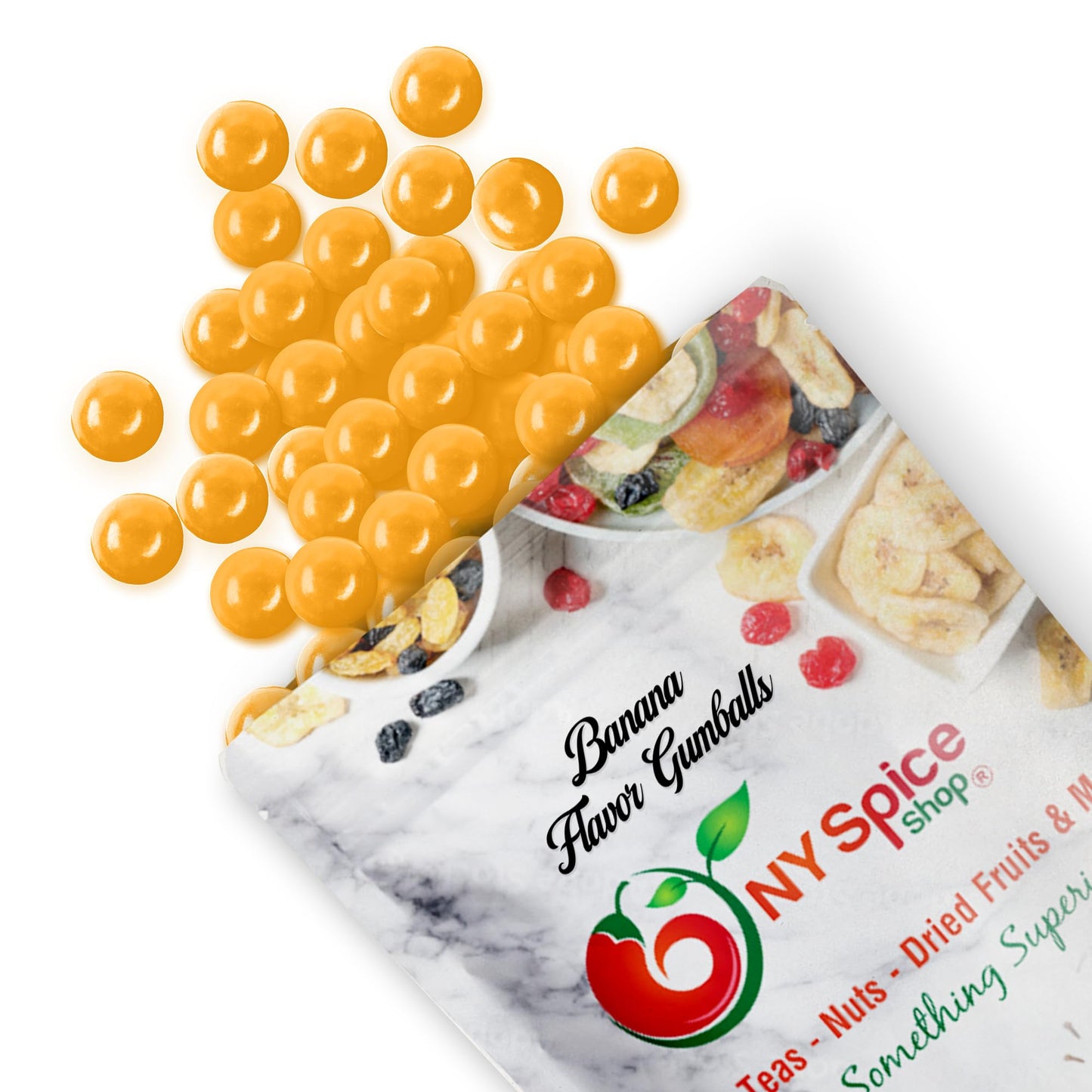 NY Spice Shop Banana Gumballs - 1 Pound Gumballs for Gumball Machine - Chewing Gum Dubble Bubble Gumballs - Fruit Flavored Gumba